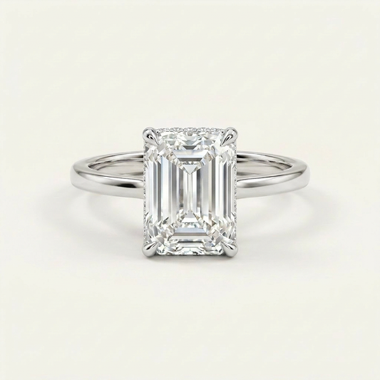 Moissanite 2.00 CT Emerald Cut Diamond Solitaire Ring (V2)