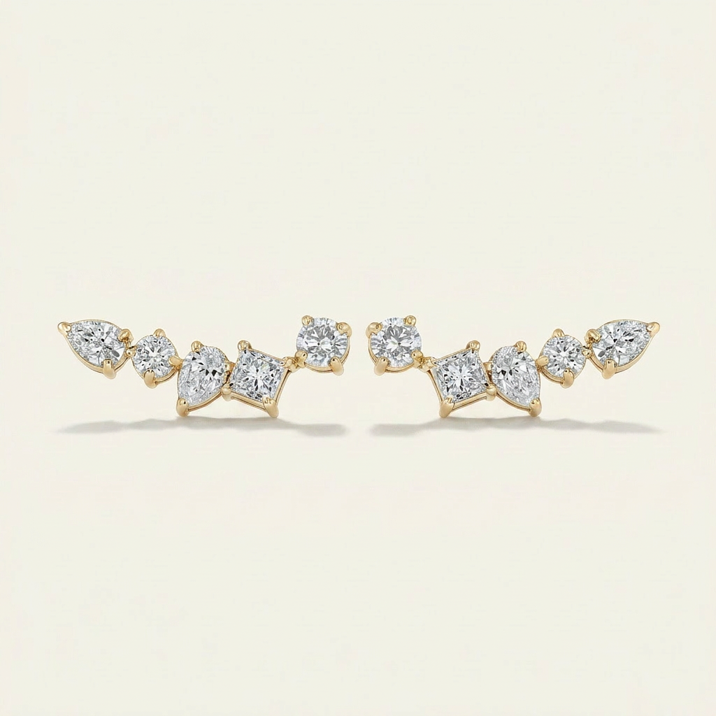Moissanite 1.28 CT Multi Shape Diamond Stud Earring