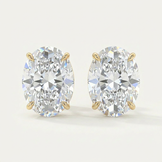 Moissanite 1.00 CT Oval Cut Diamond Stud Earrings (V3)
