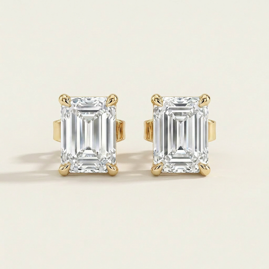 Moissanite 2.00 CT Emerald Cut Diamond Stud Earrings