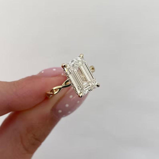 Moissanite 4.00 CT Emerald Cut Diamond Solitaire Engagement Ring