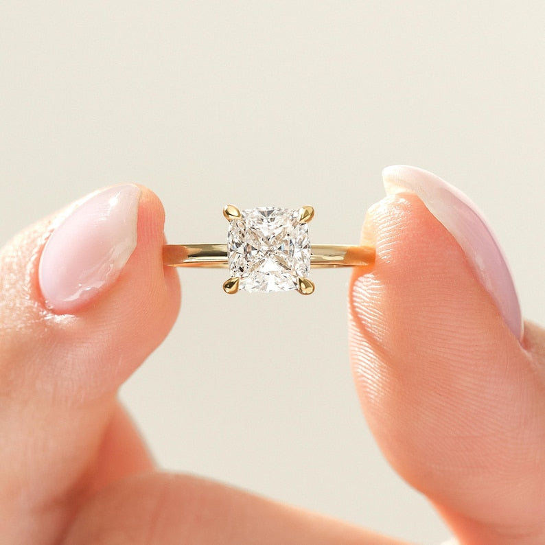 Moissanite 3.00 CT Cushion Cut Diamond Solitaire Engagement Ring | Dainty Ring