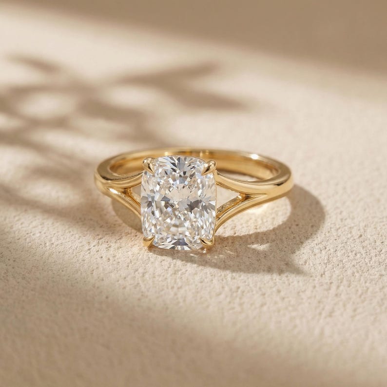 Moissanite 3.00CT Cushion Cut Diamond Solitaire Engagement Ring | Promise Ring