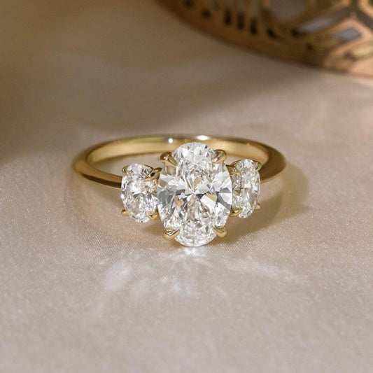 Moissanite 2.4 CT Three Stone Oval Cut Engagement ring | Promise Ring