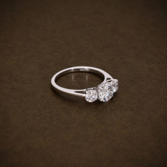 Moissanite 1.69 CT Three Stone Round Cut Engagement Ring