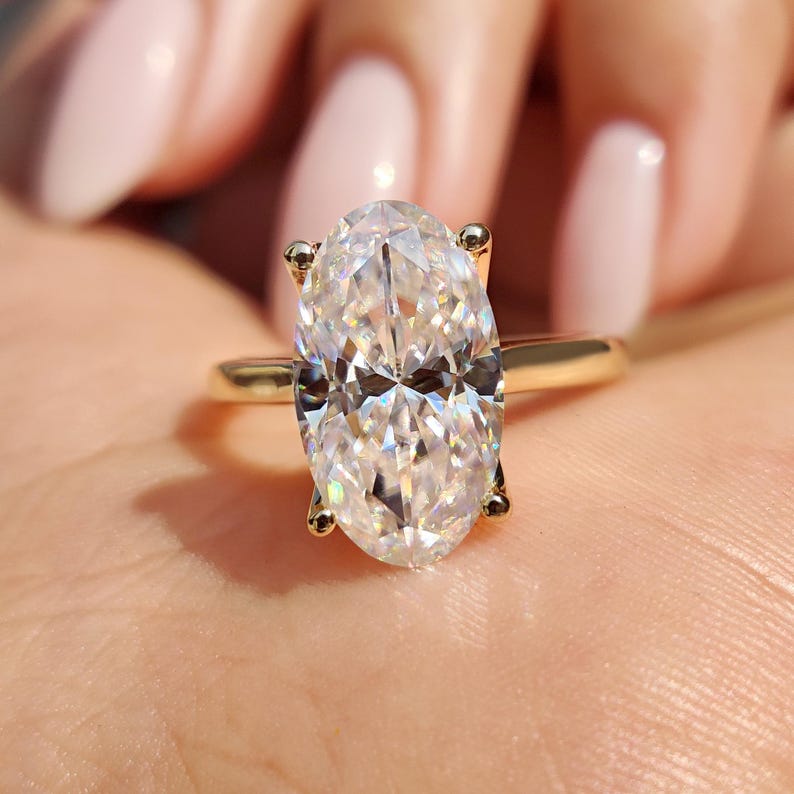 Moissanite 4.15 CT Oval Cut Diamond Solitaire Engagement Ring | Promise Ring