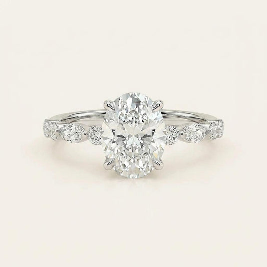 Moissanite 3.30 CT Oval Cut Diamond Solitaire Ring