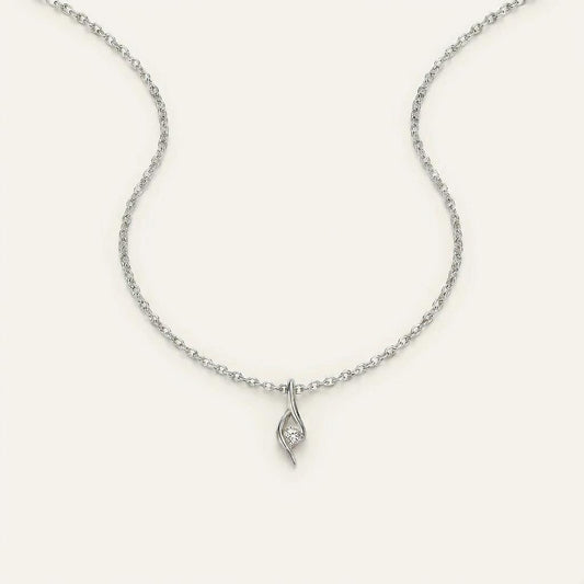 Moissanite 0.10 CT Round Cut Diamond Swirl Ribbon Necklace