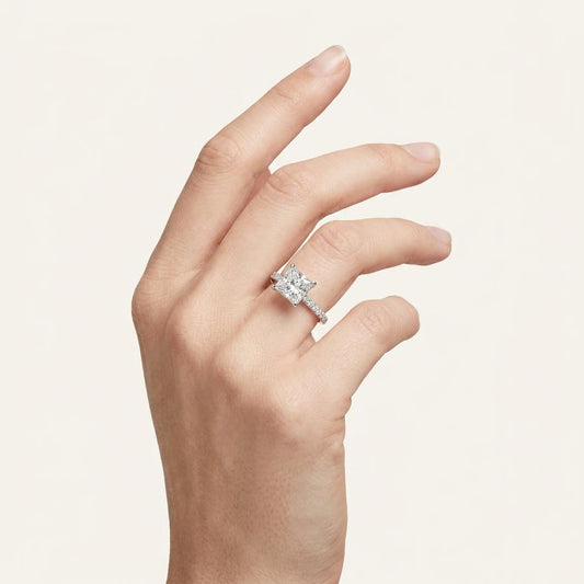Moissanite 3.86 CT Princess Cut Diamond Solitaire Ring