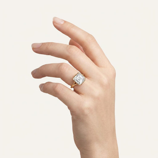 Moissanite 2.05 CT Asscher Cut Diamond Solitaire Ring