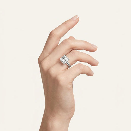 Moissanite 2.40 CT Asscher Cut Diamond Solitaire Ring