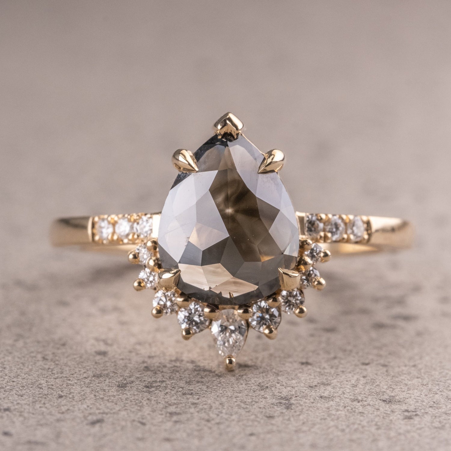 Natural Salt And Pepper 1.10CT Round Diamond Art Deco Unique Engagement Ring | Handmade Ring | Anniversary Ring