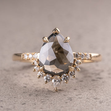 Natural Salt And Pepper 1.10CT Round Diamond Art Deco Unique Engagement Ring | Handmade Ring | Anniversary Ring