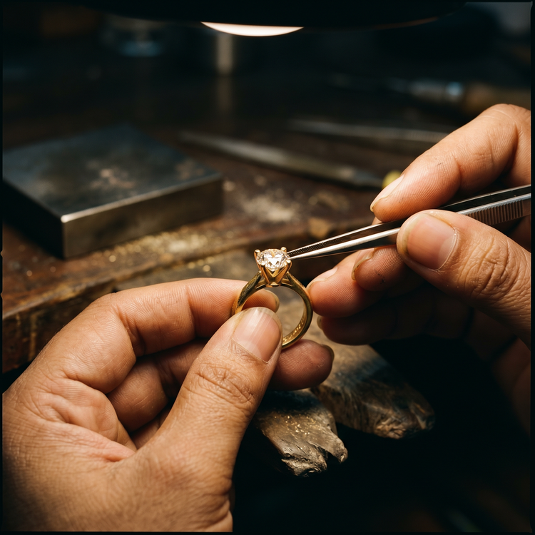 Stone being set