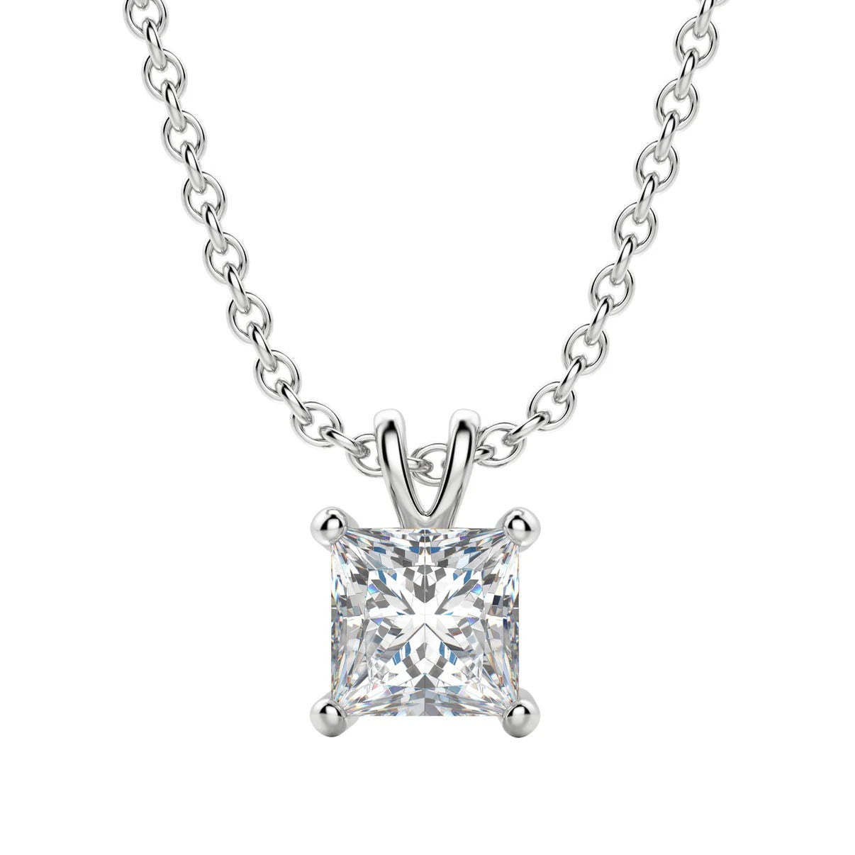 Moissanite 0.25 CT Princess Cut Diamond Solitaire Necklace