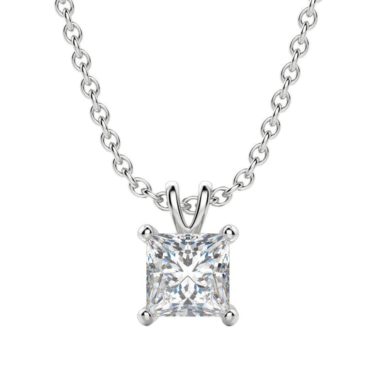 Moissanite 0.25 CT Princess Cut Diamond Solitaire Necklace