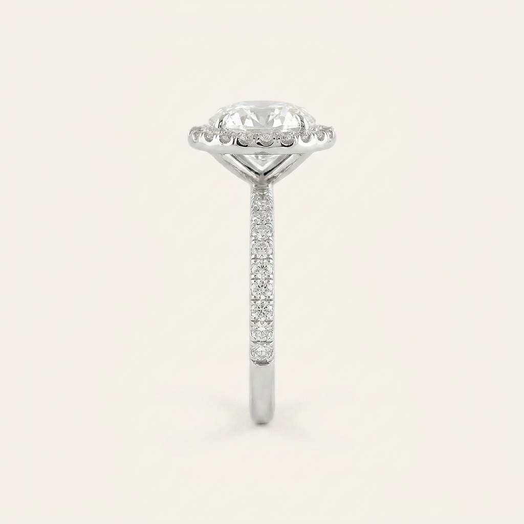 Moissanite 1.00 CT Round Cut Diamond Halo Ring