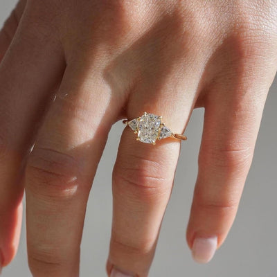 Lab Grown Diamond 3.00 CT Three Stone Cushion Cut Engagement Ring