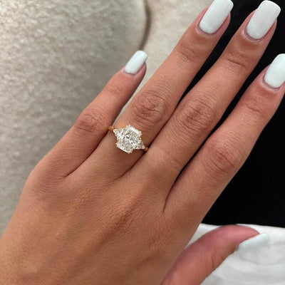 Moissanite 4.00 CT Three Stone Radiant Cut Diamond Engagement Ring