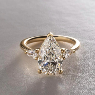 Lab Grown Diamond 1.50 CT Three Stone Pear Cut Engagement Ring