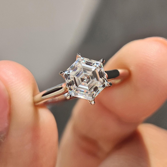 Moissanite 1.50 CT Hexagon Cut Diamond Solitaire Engagement ring | Dainty Ring