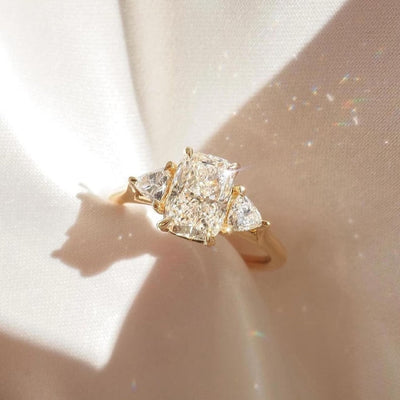 Lab Grown Diamond 3.00 CT Three Stone Cushion Cut Engagement Ring