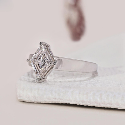 Lab Grown Diamond 3.00 CT Lozenge Cut Solitaire Engagement Ring