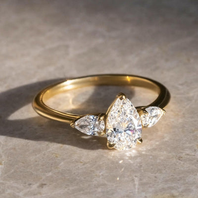 Lab Grown Diamond 1.50 CT Three Stone Pear Cut Engagement Ring