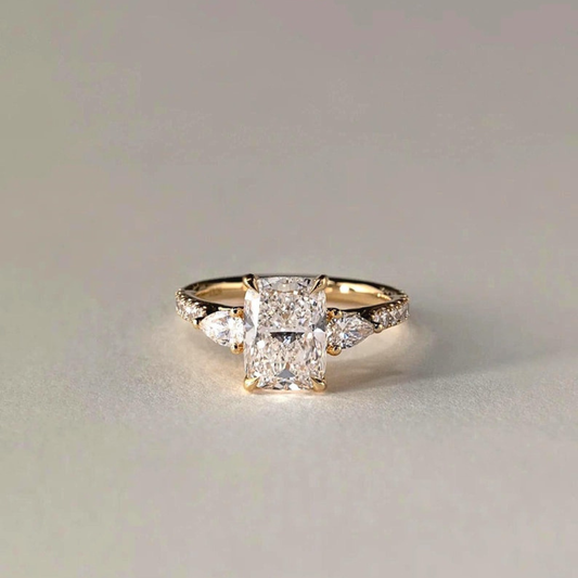 Lab Grown Diamond 3.00 CT Three Stone Cushion Cut Engagement Ring