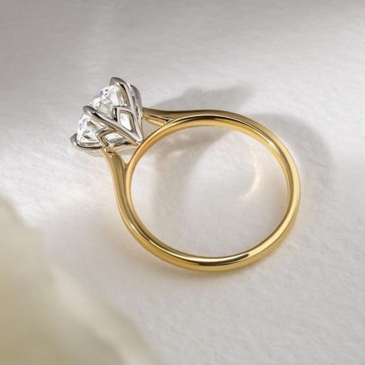 Lab Grown Diamond 3.00 CT Round Cut Solitaire Engagement Ring | Two Tone Ring