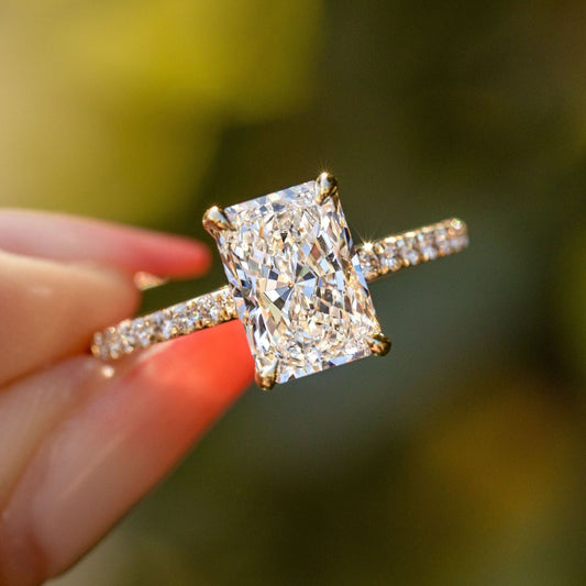 Moissanite 2.85CT Radiant Diamond Art Deco Unique Engagement Ring | Handmade Ring | Anniversary Ring - IBIZ Jewel