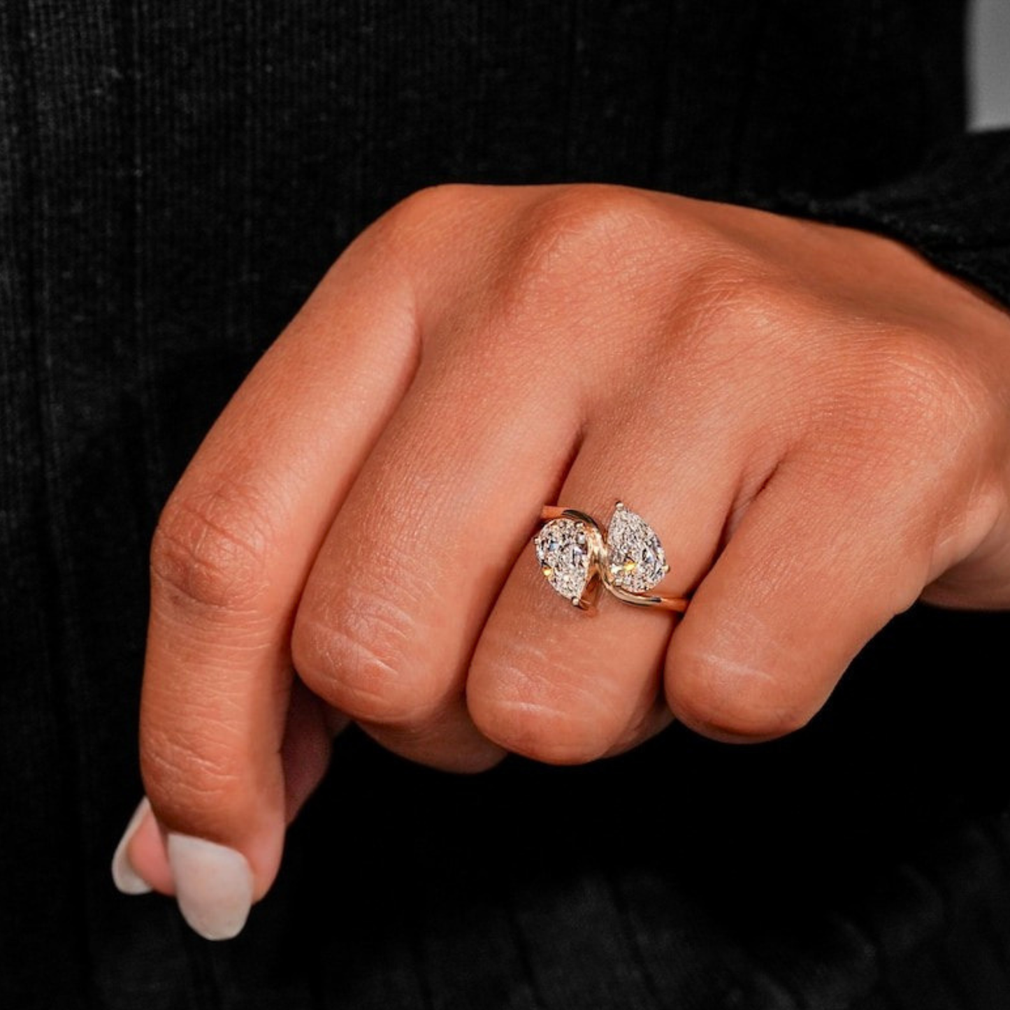 Lab Grown Diamond 4 CT Toi At Moi Pear Cut Engagement Ring