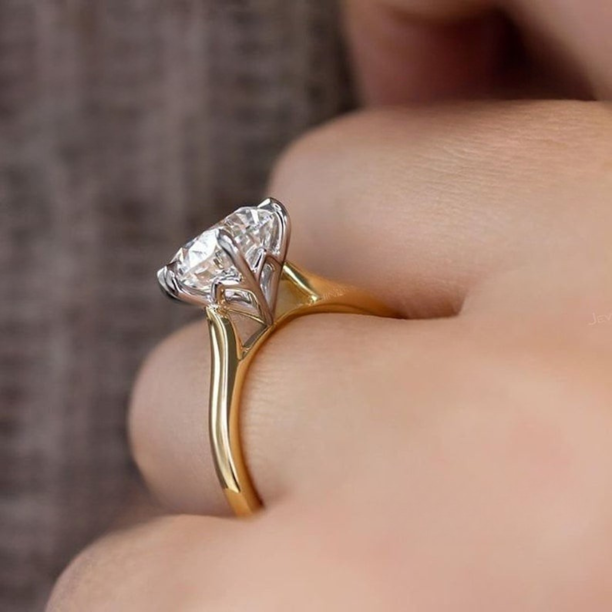 Lab Grown Diamond 3.00 CT Round Cut Solitaire Engagement Ring | Two Tone Ring