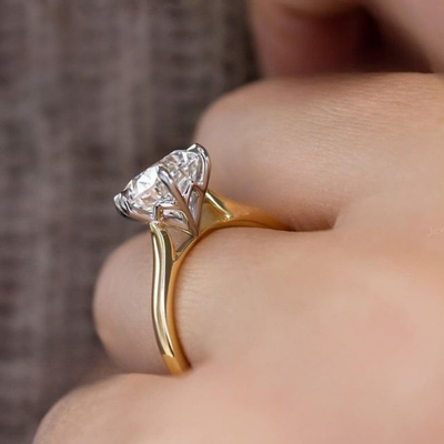 Lab Grown Diamond 3.00 CT Round Cut Solitaire Engagement Ring | Two Tone Ring