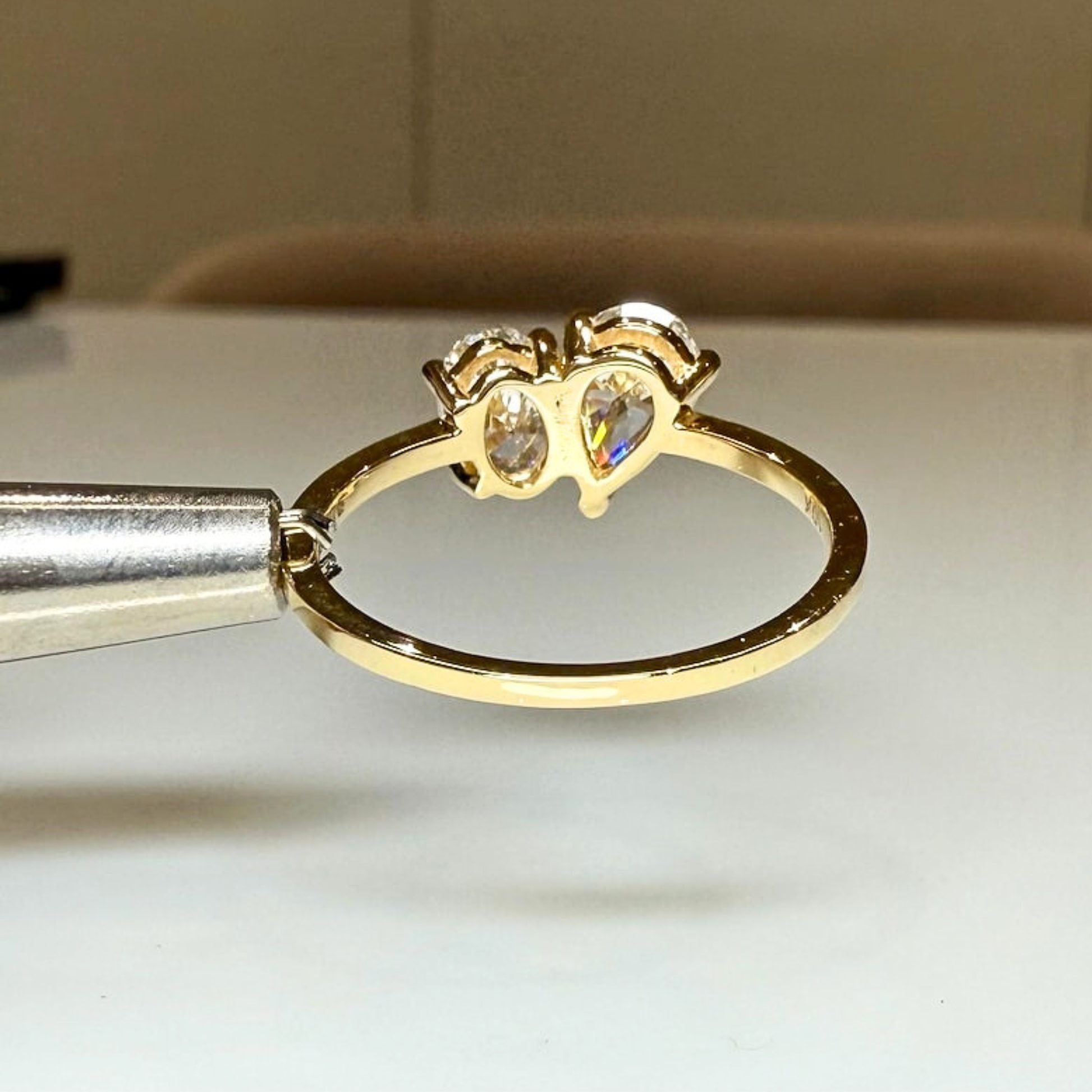 Lab Grown Diamond 1.50 CT Toi Et Moi Oval Cut And Pear Cut Engagement Ring