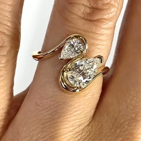 Moissanite 3.50 CT Toi Et Moi Pear Cut Diamond Engagement Ring