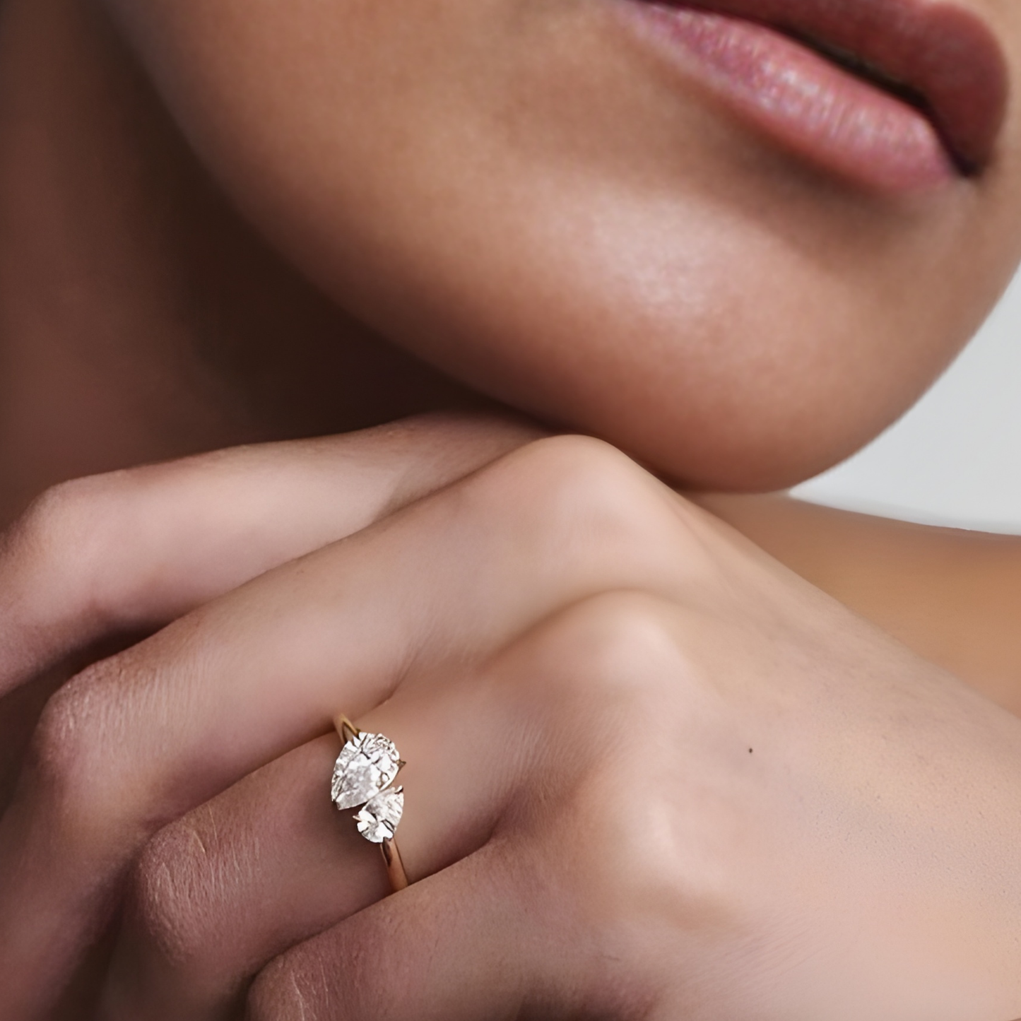 Moissanite 2.05 CT Toi Et Moi Pear Cut Diamond Engagement Ring