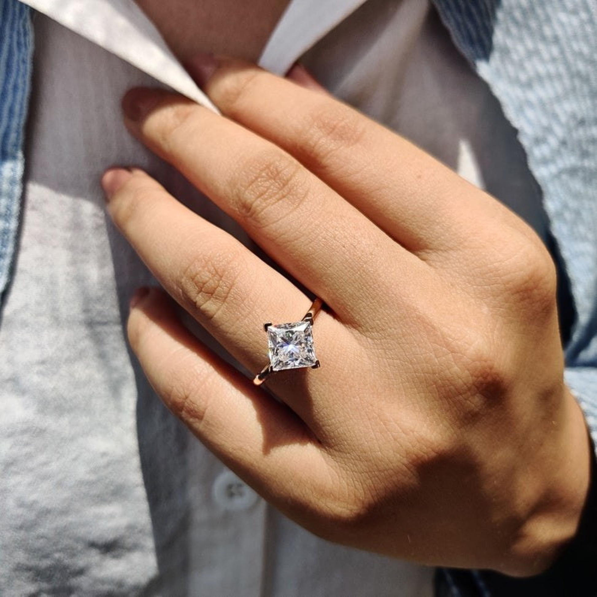 Moissanite 2.53 CT Princess Cut Diamond Solitaire Engagement Ring | Promise Ring