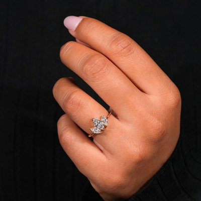 Lab Grown Diamond 1.00 CT Three Stone Marquise Cut Engagement Ring