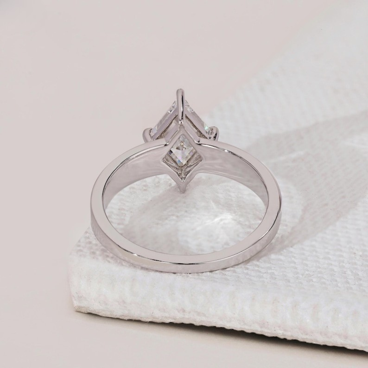 Lab Grown Diamond 3.00 CT Lozenge Cut Solitaire Engagement Ring