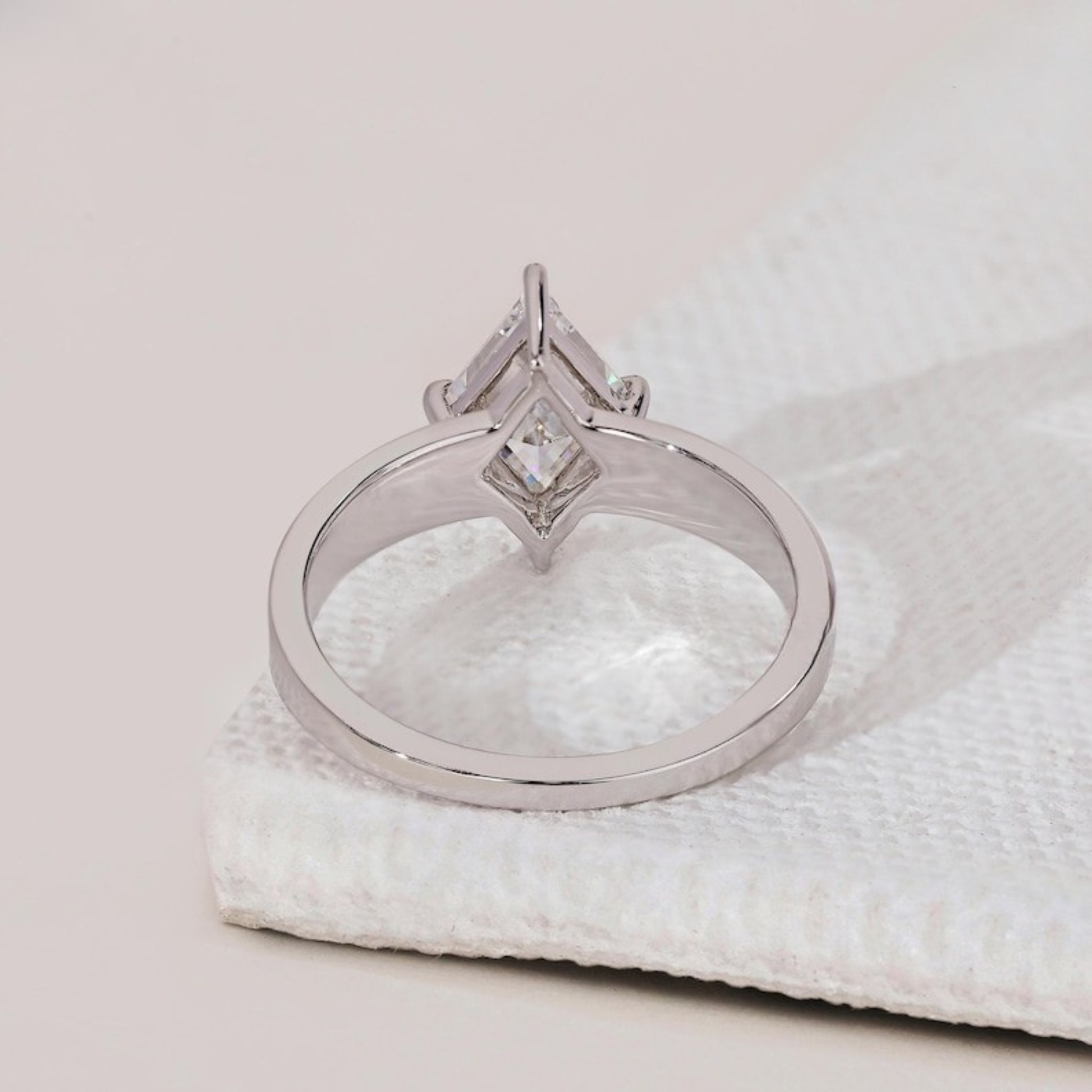 Lab Grown Diamond 3.00 CT Lozenge Cut Solitaire Engagement Ring
