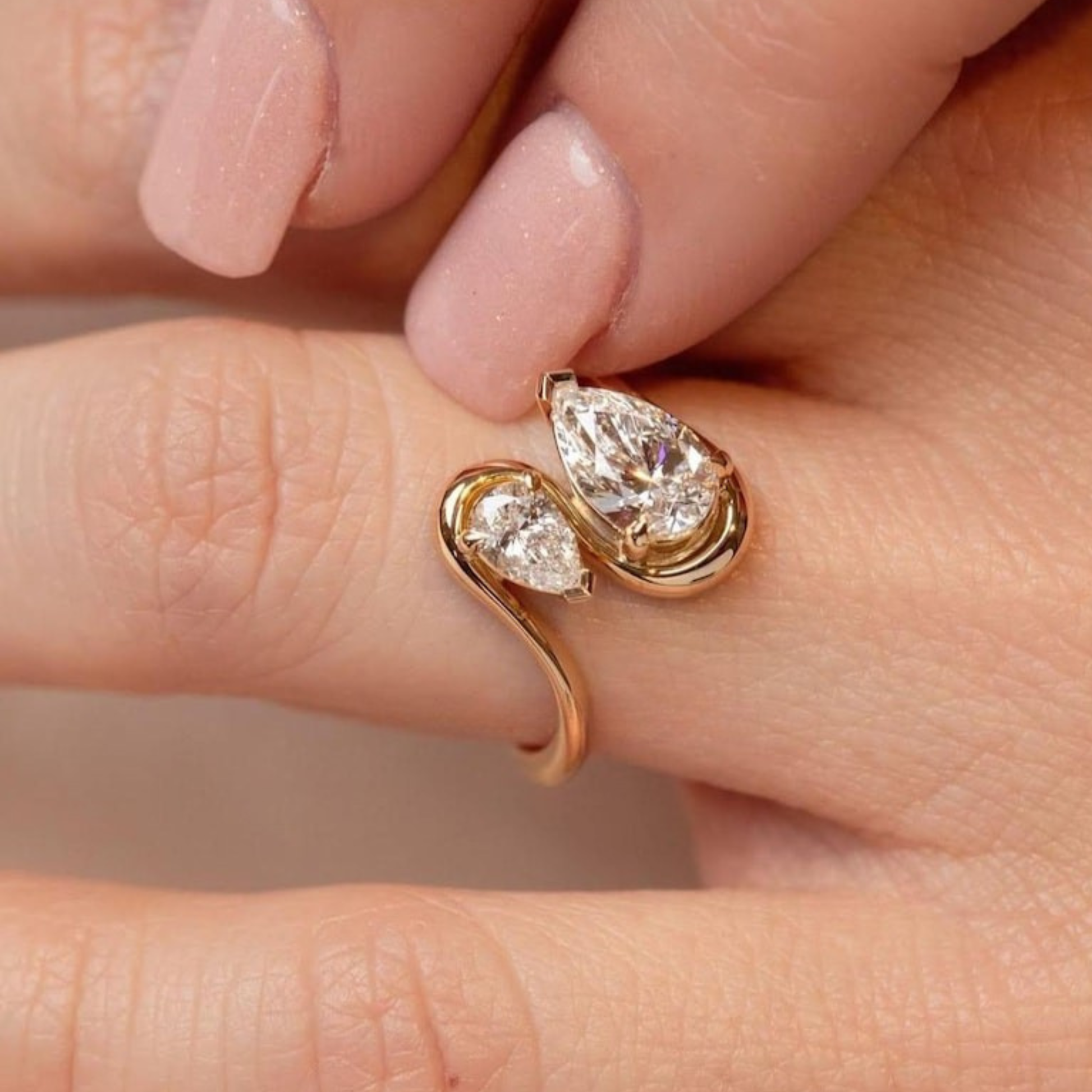 Moissanite 3.50 CT Toi Et Moi Pear Cut Diamond Engagement Ring