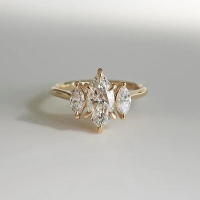 Moissanite 6.00 CT Three Stone Marquise Cut Diamond Engagement Ring