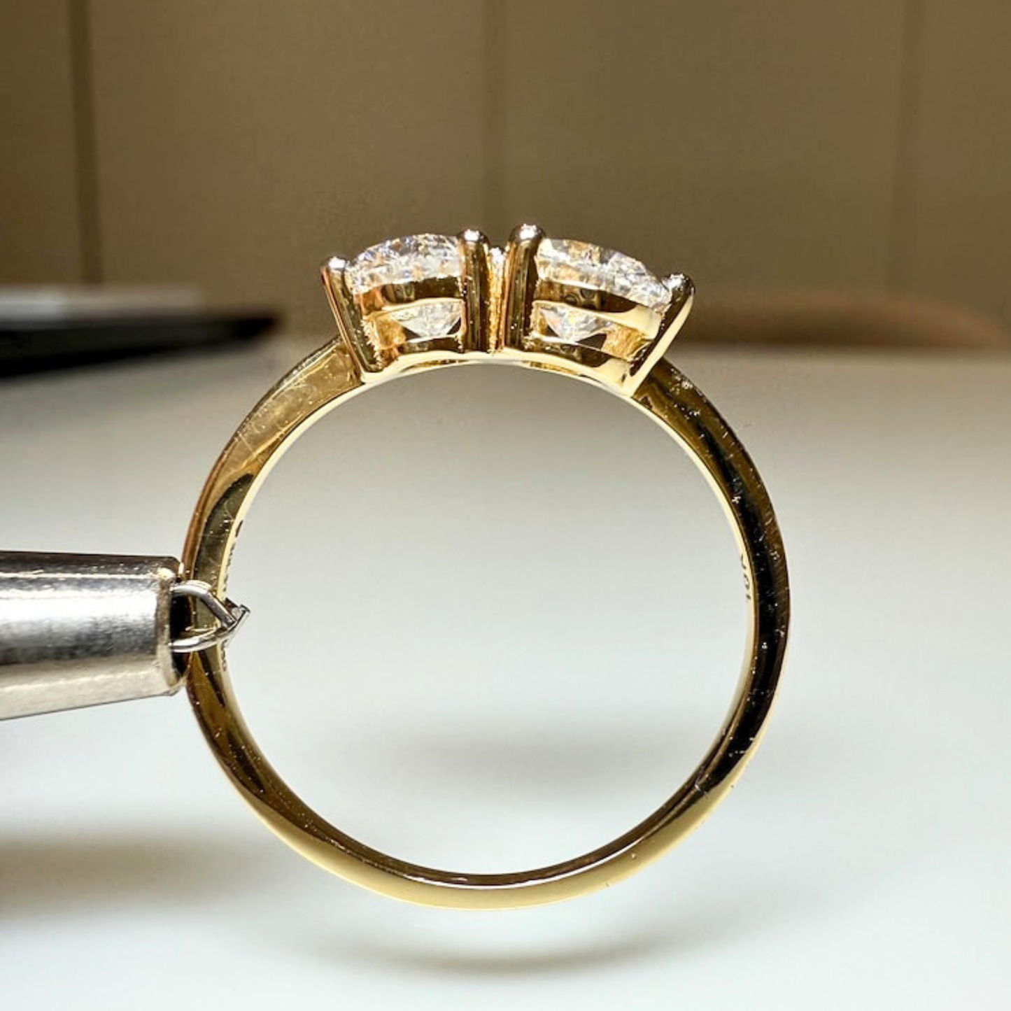 Lab Grown Diamond 1.50 CT Toi Et Moi Oval Cut And Pear Cut Engagement Ring