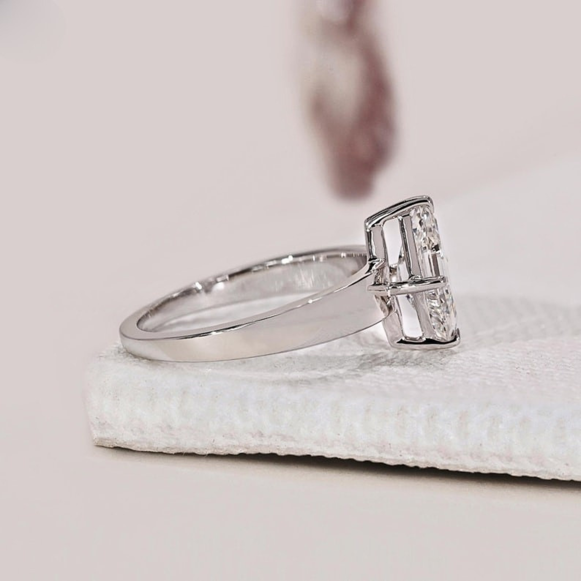 Lab Grown Diamond 3.00 CT Lozenge Cut Solitaire Engagement Ring