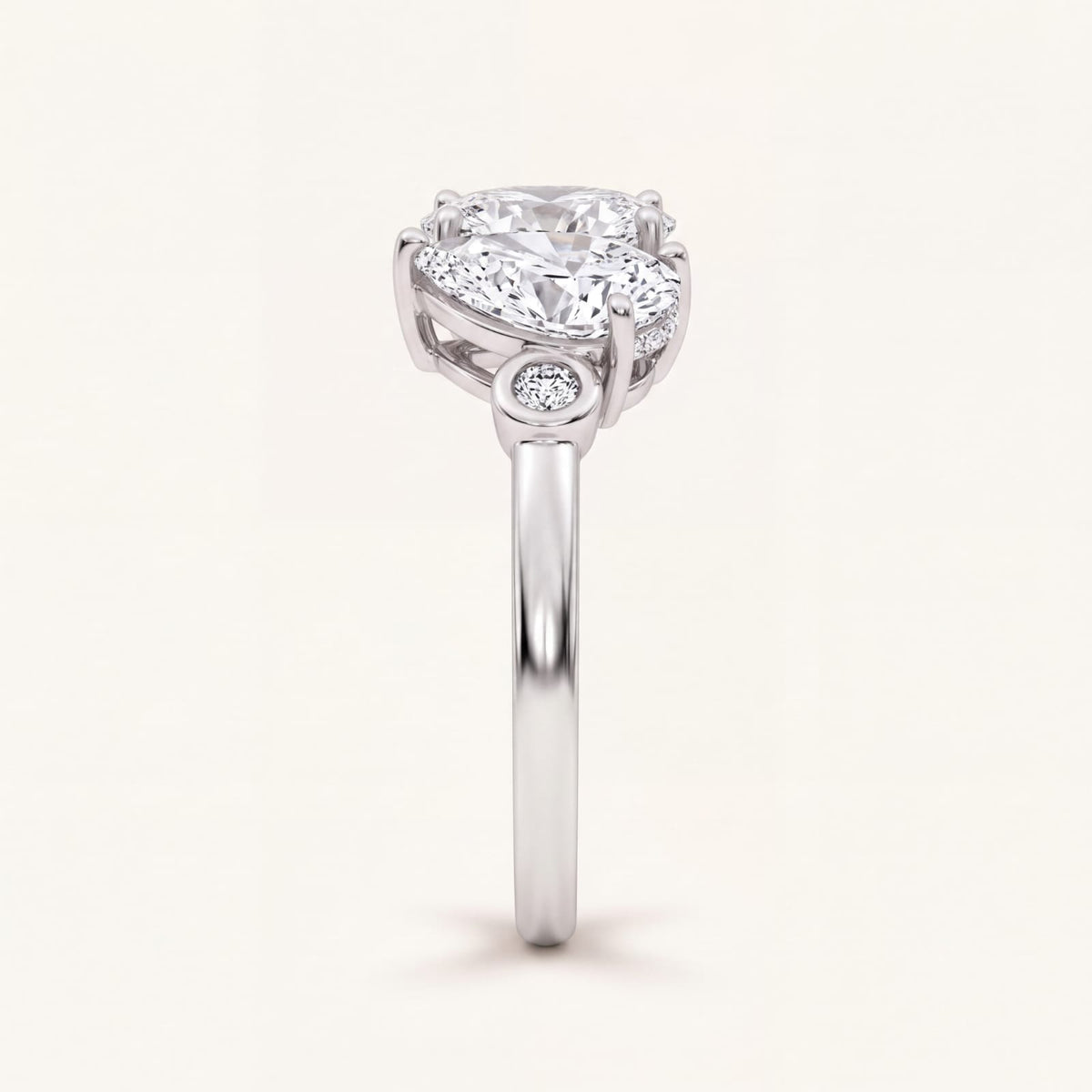 Lab Grown Diamond 2.17 CT Pear & Oval Cut Toi Et Moi Ring
