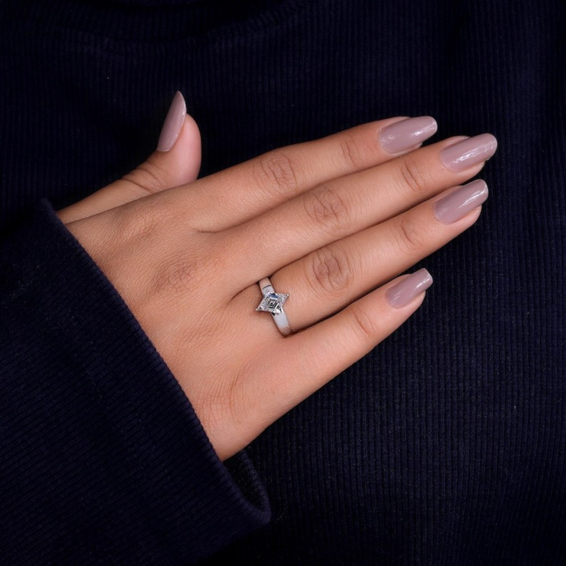 Lab Grown Diamond 3.00 CT Lozenge Cut Solitaire Engagement Ring