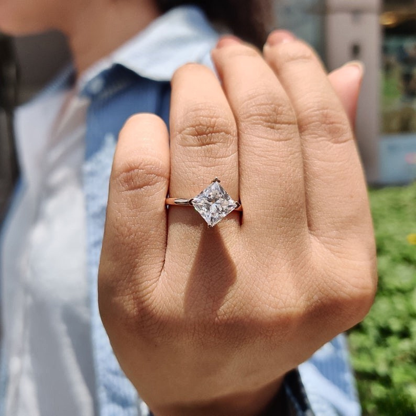 Moissanite 2.53 CT Princess Cut Diamond Solitaire Engagement Ring | Promise Ring