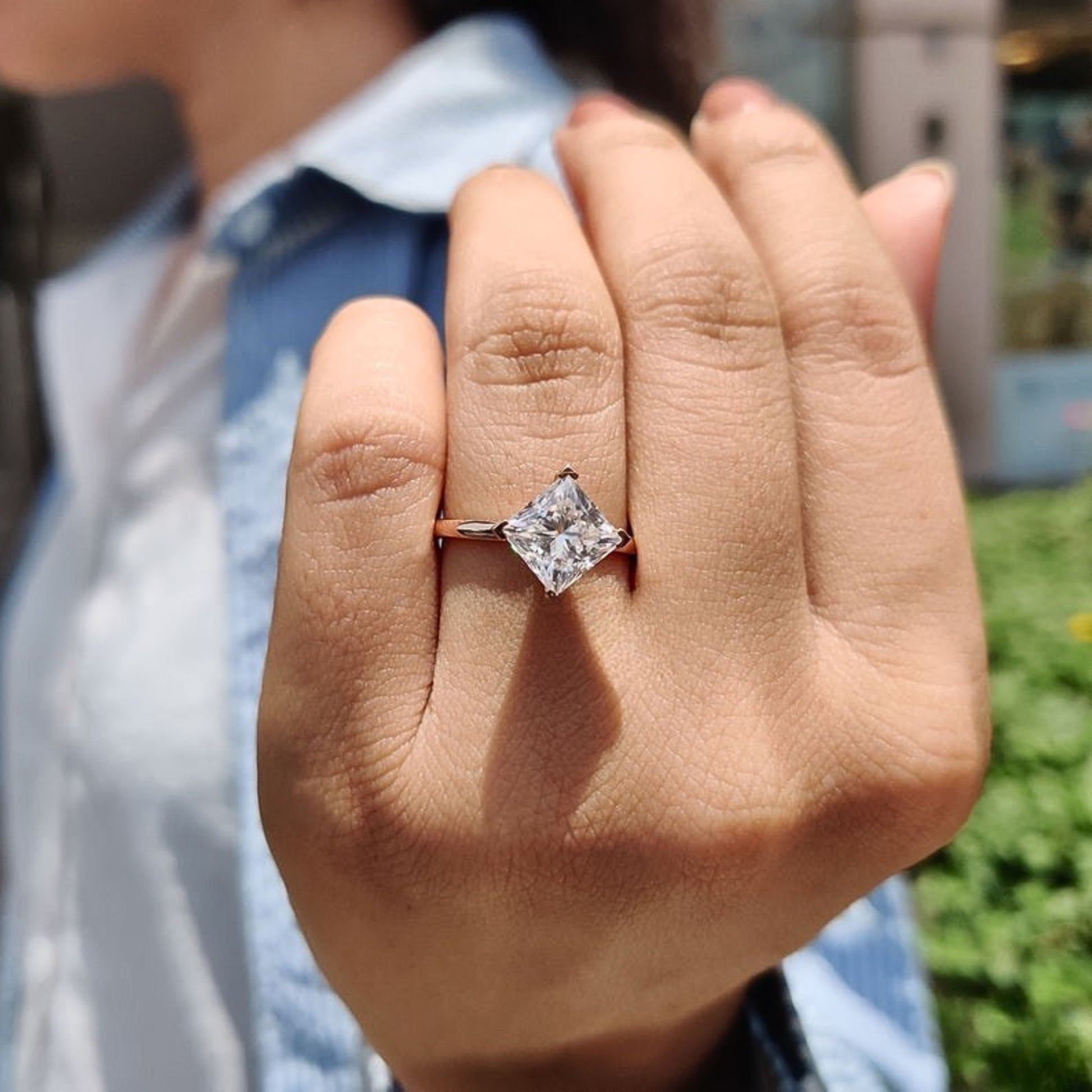 Moissanite 2.53 CT Princess Cut Diamond Solitaire Engagement Ring | Promise Ring
