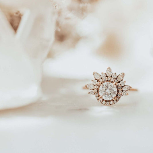 Moissanite 2.30CT Round Diamond Art Deco Unique Engagement Ring | Handmade Ring | Anniversary Ring - IBIZ Jewel